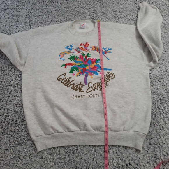 Vintage Jerzees Sweatshirt Adult Extra Large Gray Celebrate Everything Graphic - Picture 5 of 7